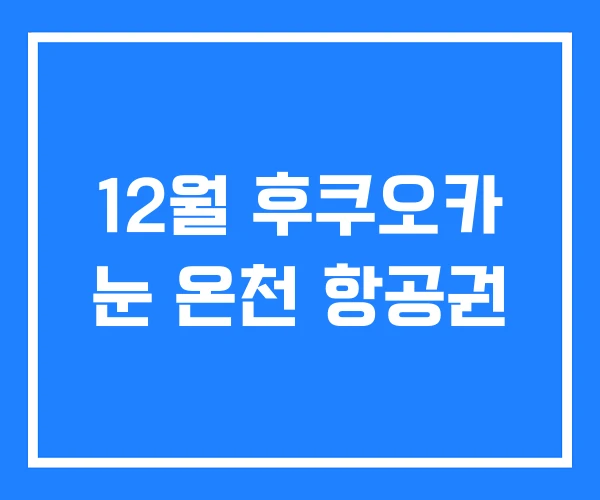 12월 후쿠오카 눈 온천 항공권 12월 후쿠오카 눈 온천 항공권