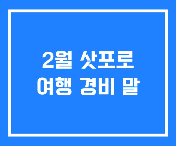 2월 삿포로 여행 경비 말