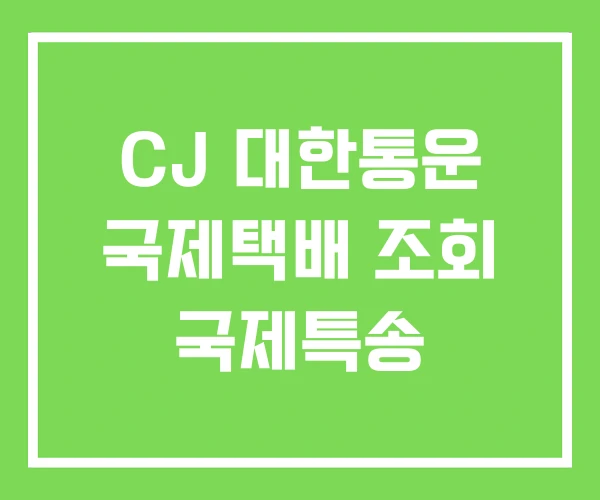 CJ 대한통운 국제택배 조회 국제특송