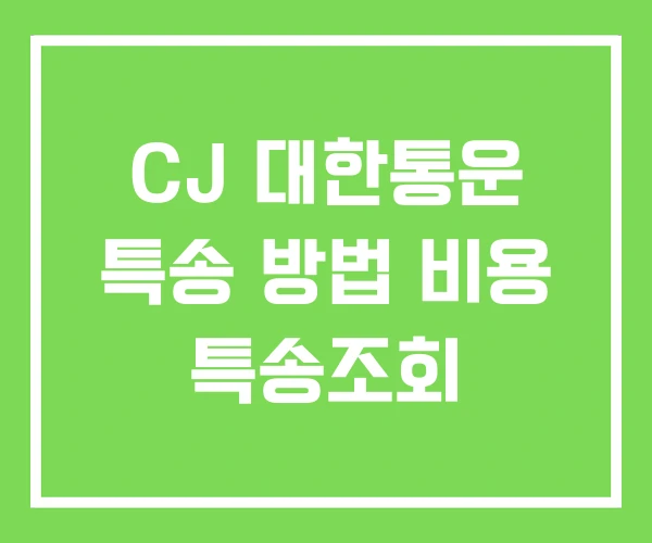 CJ 대한통운 특송 방법 비용 특송조회 CJ 대한통운 특송 방법 비용 특송조회