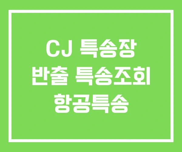 CJ 특송장 반출 특송조회 항공특송 CJ 특송장 반출 특송조회 항공특송
