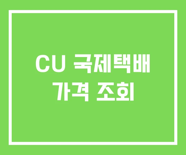 CU 국제택배 가격 조회