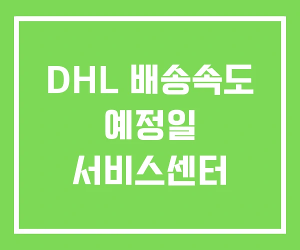 DHL 배송속도 예정일 서비스센터