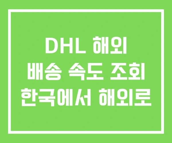 DHL 해외 배송 속도 조회 한국에서 해외로