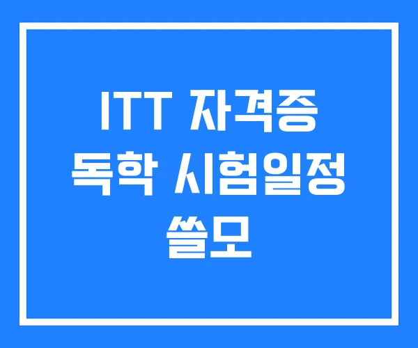 ITT 자격증 독학 시험일정 쓸모