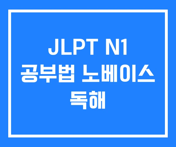 JLPT N1 공부법 노베이스 독해