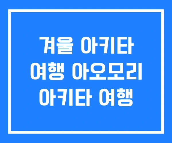 겨울 아키타 여행 아오모리 아키타 여행