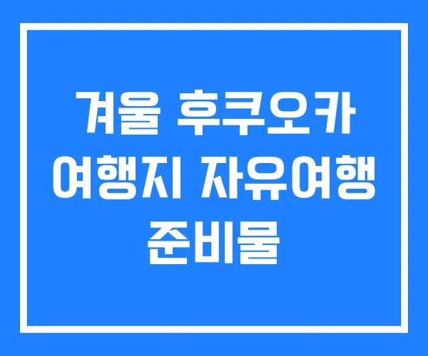 겨울 후쿠오카 여행지 자유여행 준비물