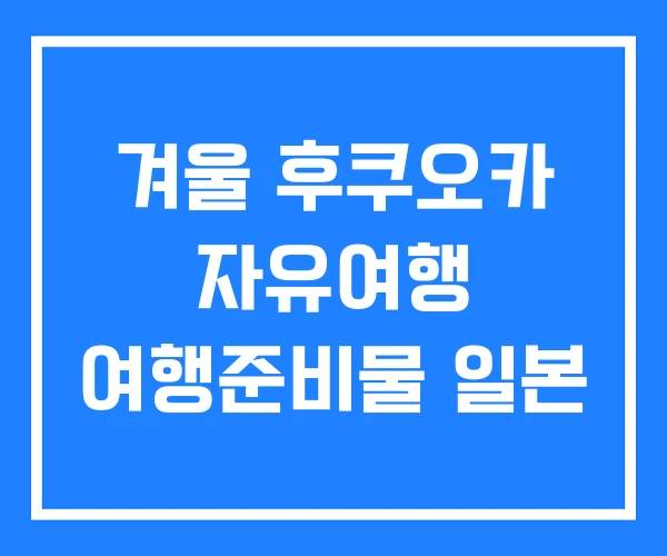 겨울 후쿠오카 자유여행 여행준비물 일본 겨울 후쿠오카 자유여행 여행준비물 일본