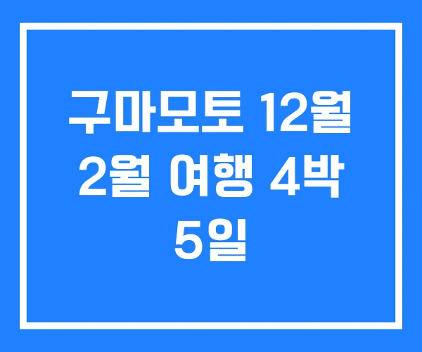 구마모토 12월 2월 여행 4박 5일