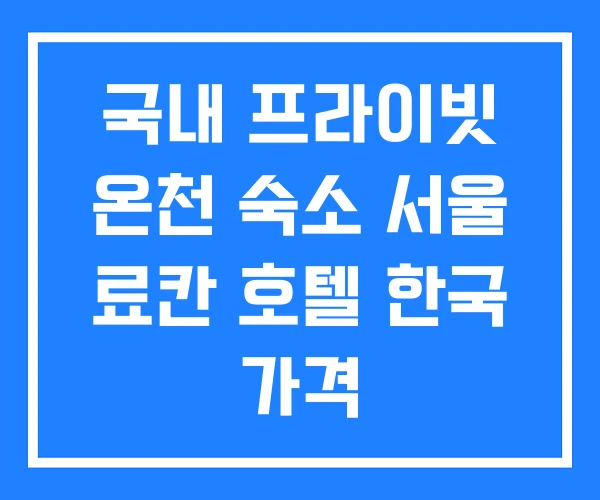 국내 프라이빗 온천 숙소 서울 료칸 호텔 한국 가격