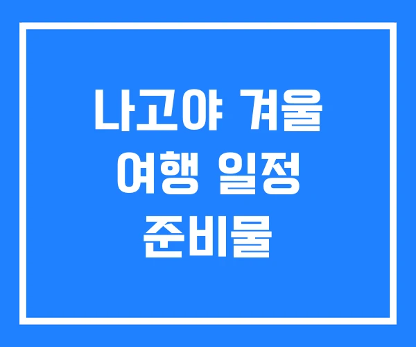 나고야 겨울 여행 일정 준비물