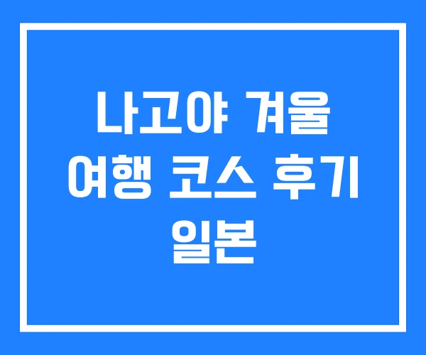 나고야 겨울 여행 코스 후기 일본
