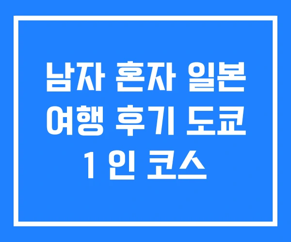 남자 혼자 일본 여행 후기 도쿄 1 인 코스