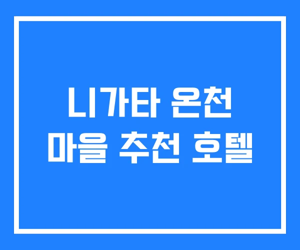 니가타 온천 마을 추천 호텔