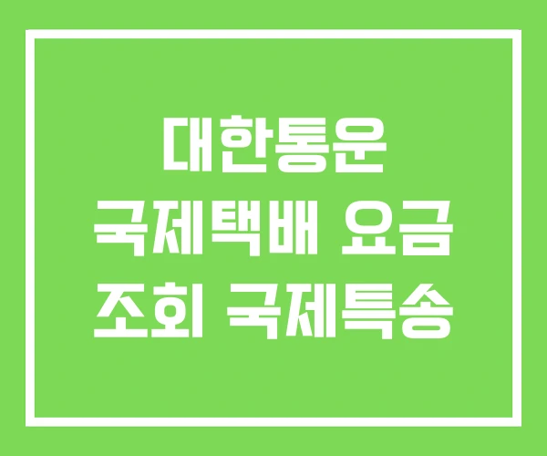 대한통운 국제택배 요금 조회 국제특송