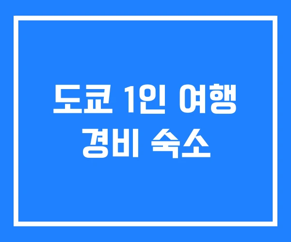 도쿄 1인 여행 경비 숙소
