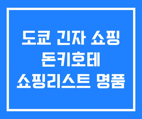 도쿄 긴자 쇼핑 돈키호테 쇼핑리스트 명품