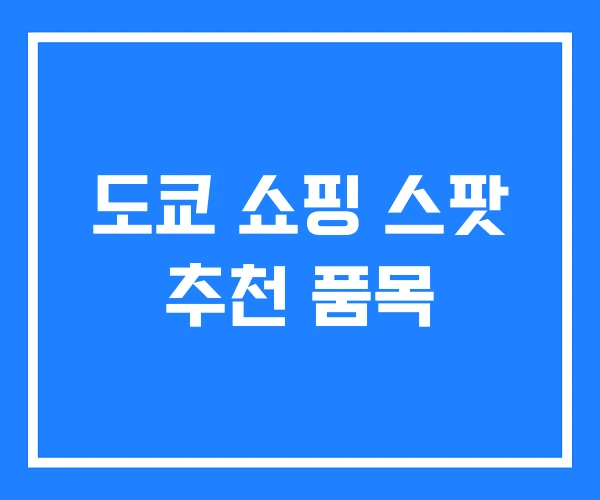 도쿄 쇼핑 스팟 추천 품목
