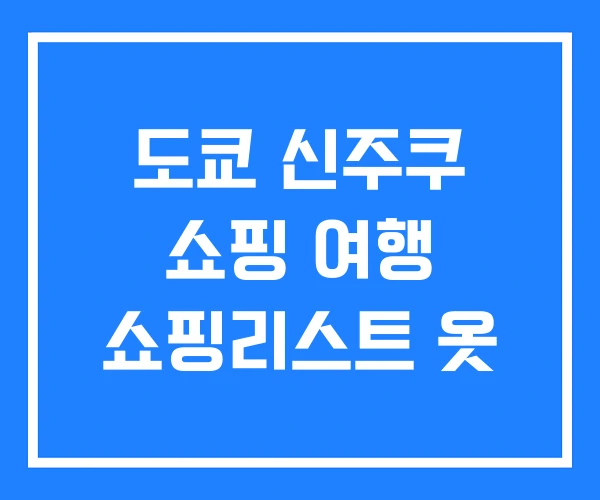 도쿄 신주쿠 쇼핑 여행 쇼핑리스트 옷