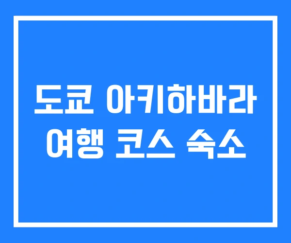 도쿄 아키하바라 여행 코스 숙소