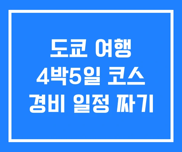 도쿄 여행 4박5일 코스 경비 일정 짜기