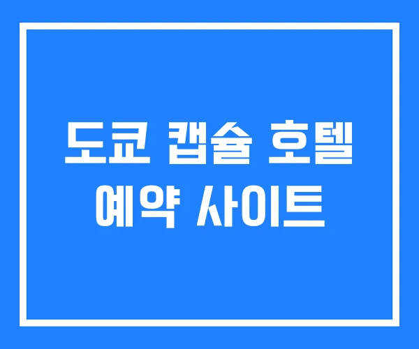 도쿄 캡슐 호텔 예약 사이트