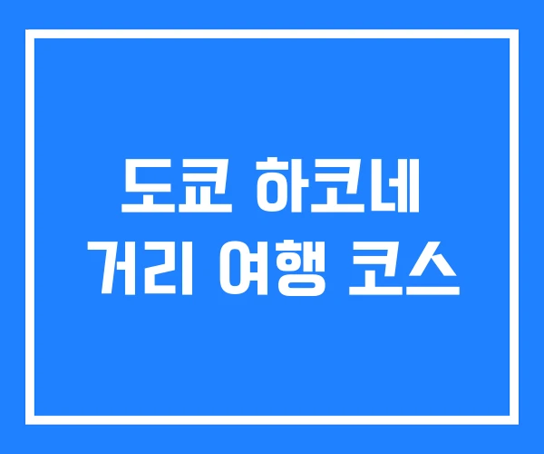 도쿄 하코네 거리 여행 코스