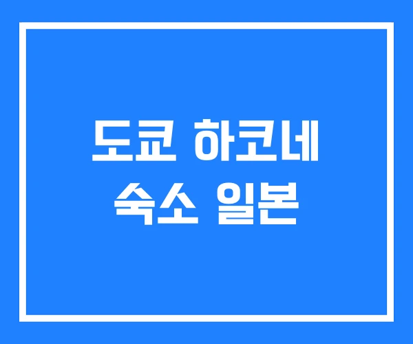 도쿄 하코네 숙소 일본