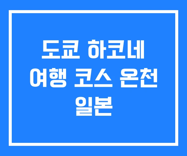 도쿄 하코네 여행 코스 온천 일본