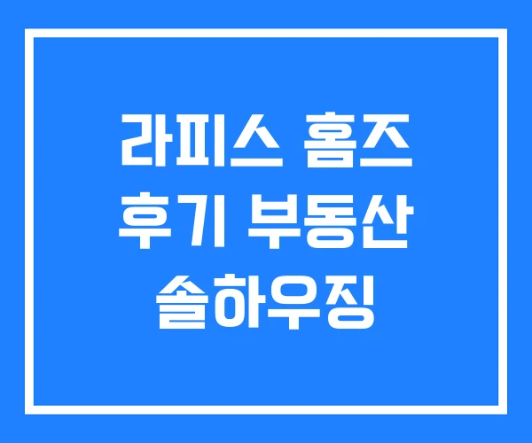 라피스 홈즈 후기 부동산 솔하우징
