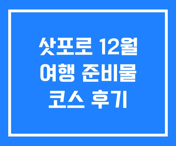삿포로 12월 여행 준비물 코스 후기