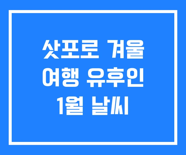 삿포로 겨울 여행 유후인 1월 날씨