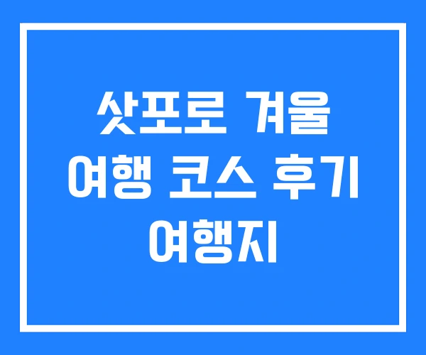 삿포로 겨울 여행 코스 후기 여행지