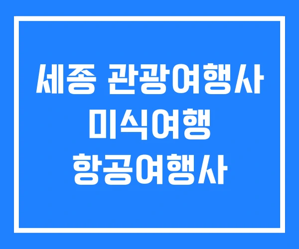 세종 관광여행사 미식여행 항공여행사