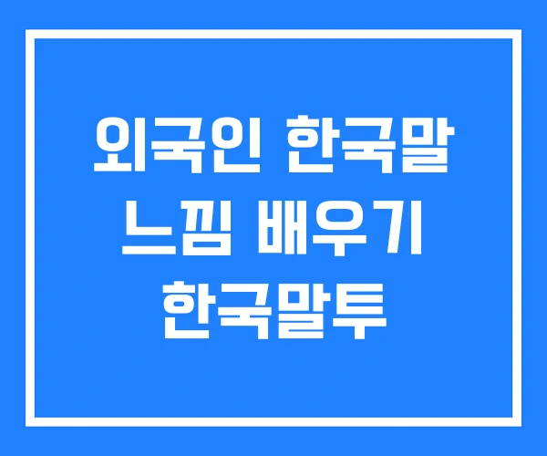 외국인 한국말 느낌 배우기 한국말투