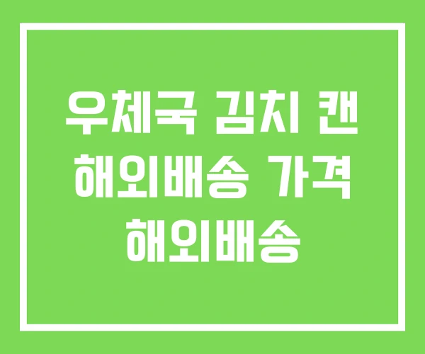 우체국 김치 캔 해외배송 가격 해외배송