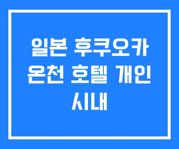 일본 후쿠오카 온천 호텔 개인 시내