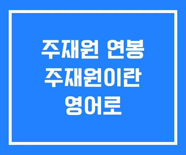주재원 연봉 주재원이란 영어로 주재원 연봉 주재원이란 영어로