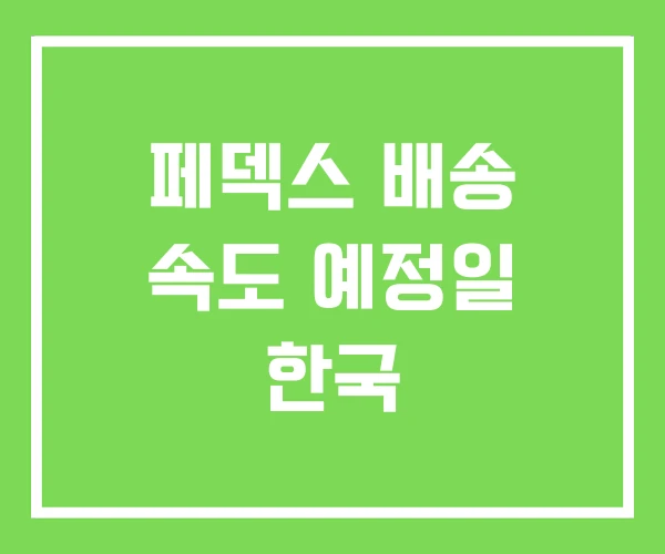 페덱스 배송 속도 예정일 한국