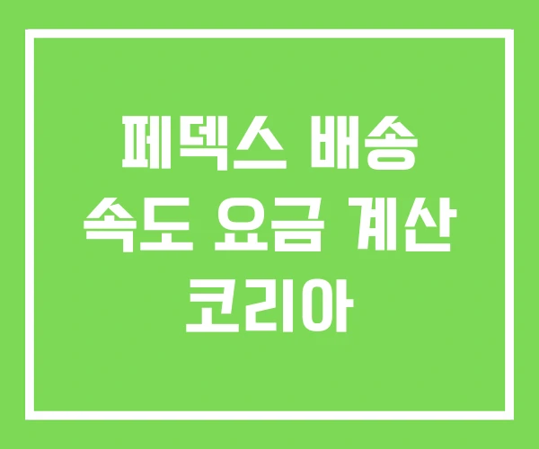 페덱스 배송 속도 요금 계산 코리아