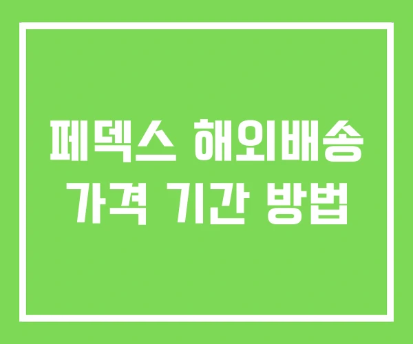 페덱스 해외배송 가격 기간 방법
