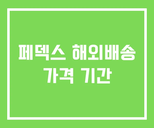 페덱스 해외배송 가격 기간