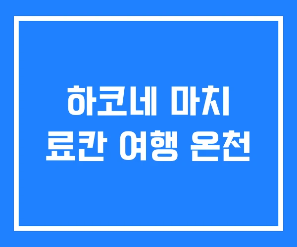 하코네 마치 료칸 여행 온천