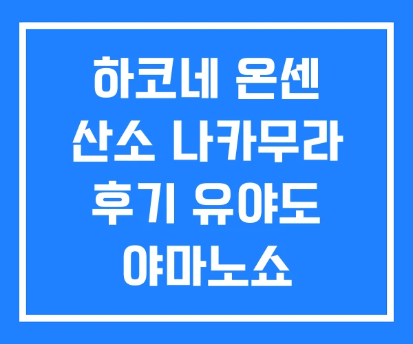 하코네 온센 산소 나카무라 후기 유야도 야마노쇼