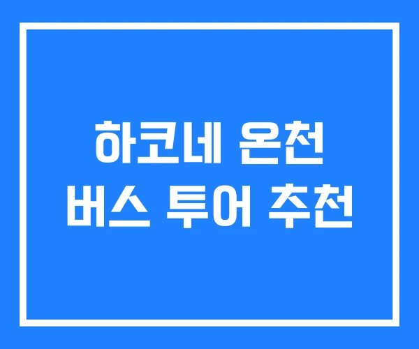 하코네 온천 버스 투어 추천
