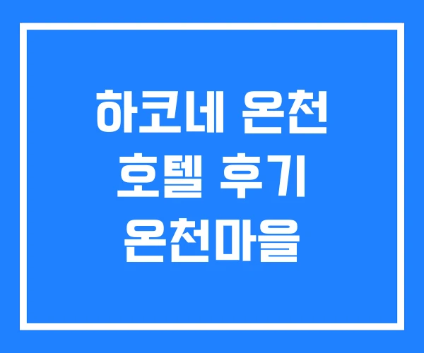 하코네 온천 호텔 후기 온천마을