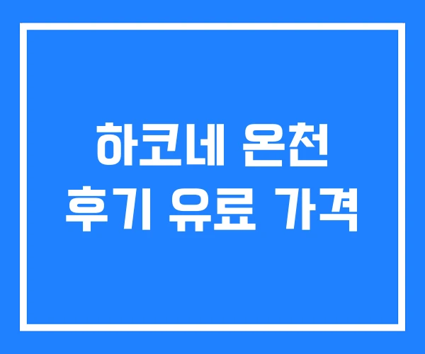 하코네 온천 후기 유료 가격