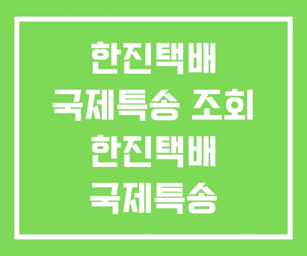 한진택배 국제특송 조회 한진택배 국제특송