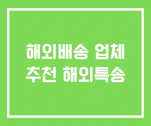 해외배송 업체 추천 해외특송